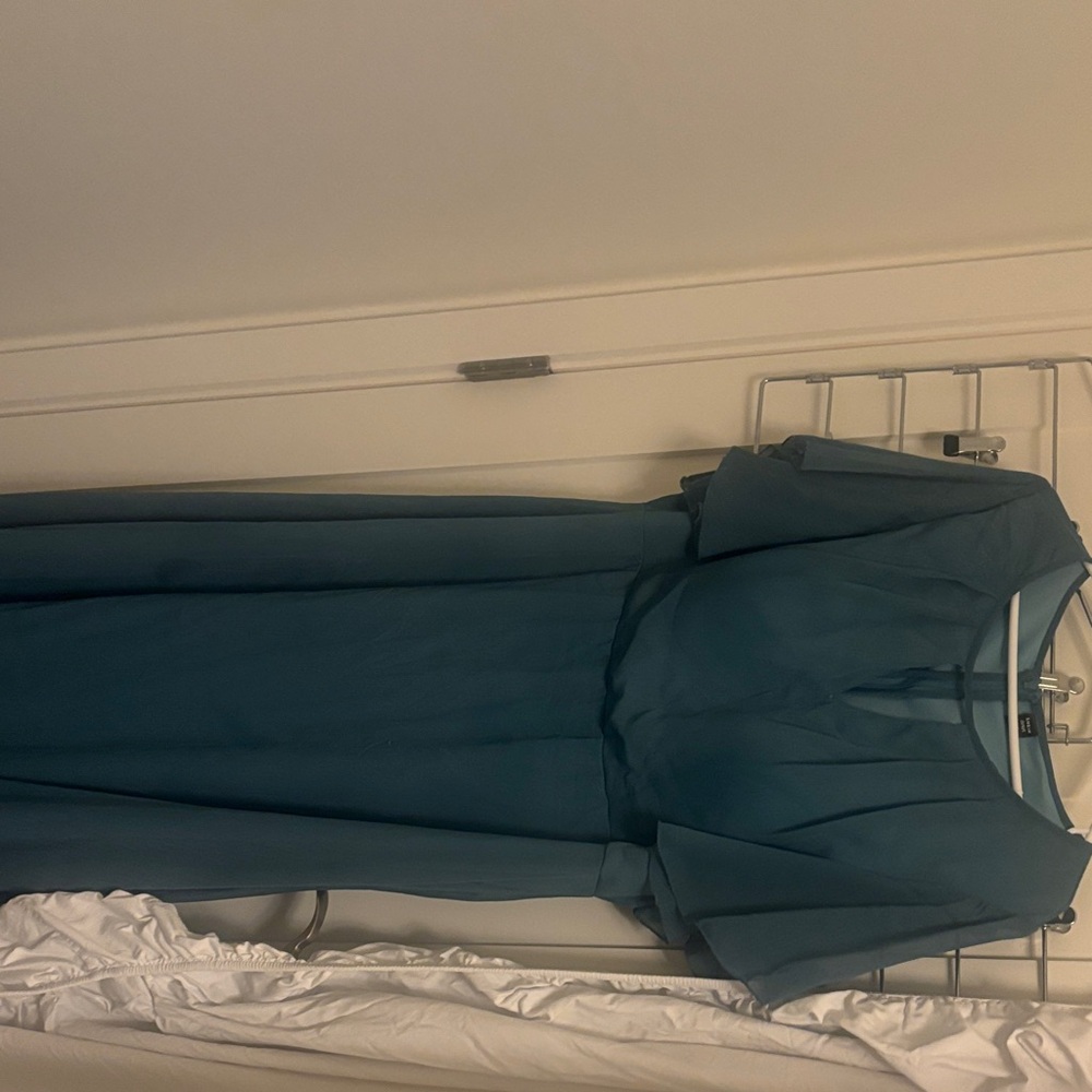 SHEIN 2XL Teal Short-Sleeve Midi Dress